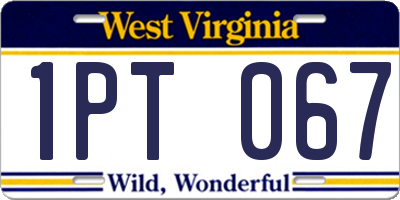 WV license plate 1PT067