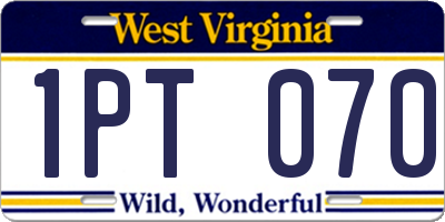 WV license plate 1PT070