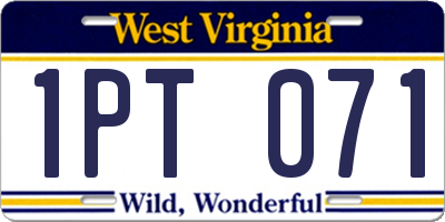 WV license plate 1PT071