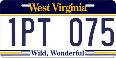 WV license plate 1PT075