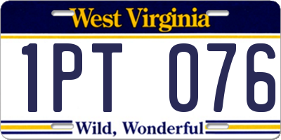 WV license plate 1PT076