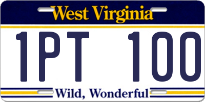 WV license plate 1PT100