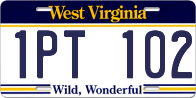 WV license plate 1PT102