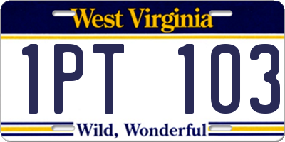 WV license plate 1PT103