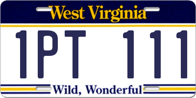 WV license plate 1PT111