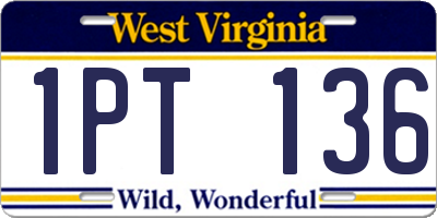 WV license plate 1PT136