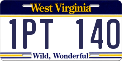 WV license plate 1PT140