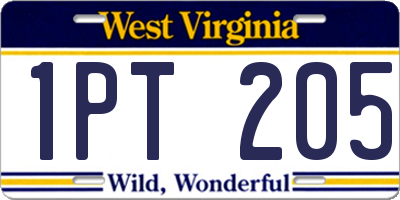 WV license plate 1PT205