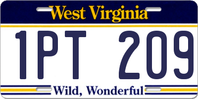 WV license plate 1PT209