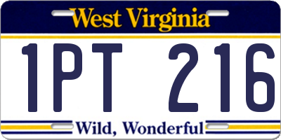WV license plate 1PT216