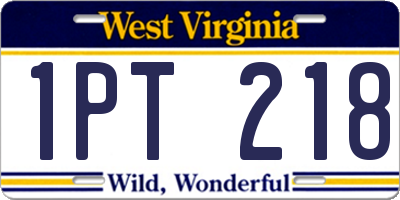 WV license plate 1PT218