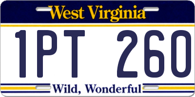 WV license plate 1PT260