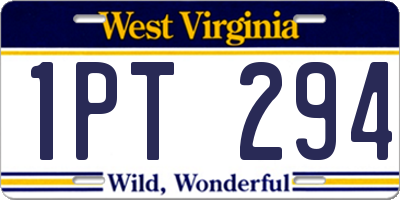 WV license plate 1PT294