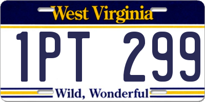 WV license plate 1PT299