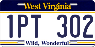 WV license plate 1PT302