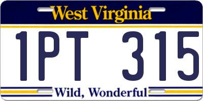 WV license plate 1PT315