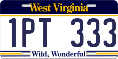 WV license plate 1PT333