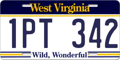 WV license plate 1PT342