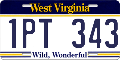 WV license plate 1PT343
