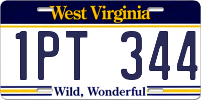 WV license plate 1PT344