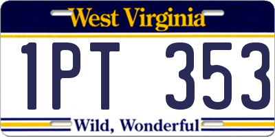 WV license plate 1PT353
