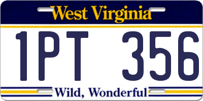 WV license plate 1PT356