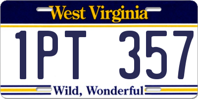 WV license plate 1PT357