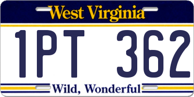 WV license plate 1PT362