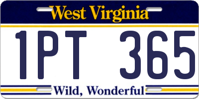 WV license plate 1PT365