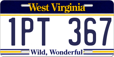WV license plate 1PT367