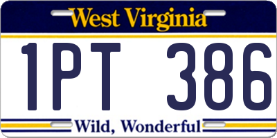 WV license plate 1PT386