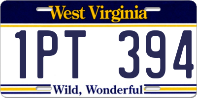 WV license plate 1PT394