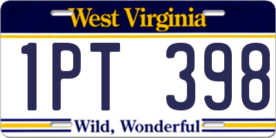 WV license plate 1PT398
