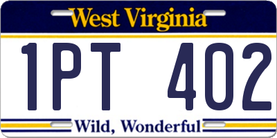 WV license plate 1PT402