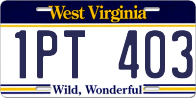WV license plate 1PT403