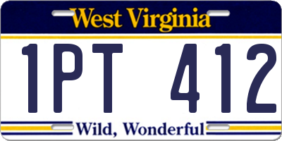 WV license plate 1PT412