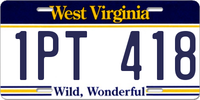 WV license plate 1PT418