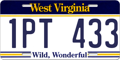 WV license plate 1PT433