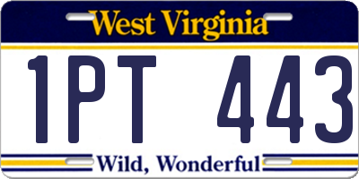 WV license plate 1PT443