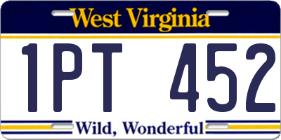 WV license plate 1PT452