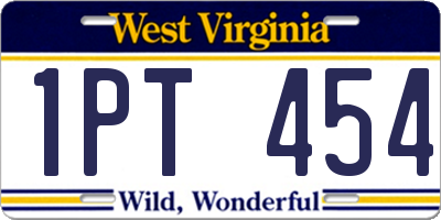 WV license plate 1PT454