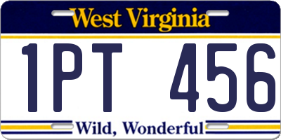 WV license plate 1PT456