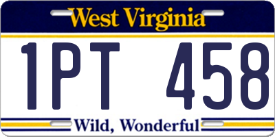 WV license plate 1PT458