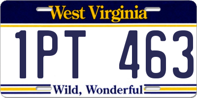 WV license plate 1PT463