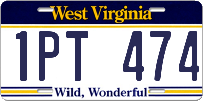 WV license plate 1PT474