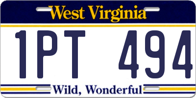 WV license plate 1PT494