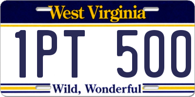 WV license plate 1PT500