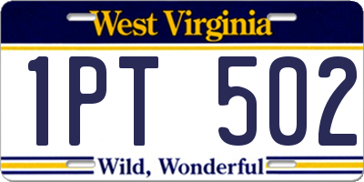 WV license plate 1PT502