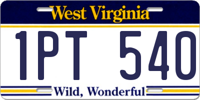 WV license plate 1PT540