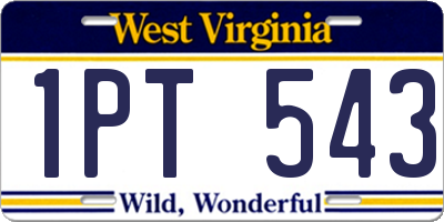 WV license plate 1PT543